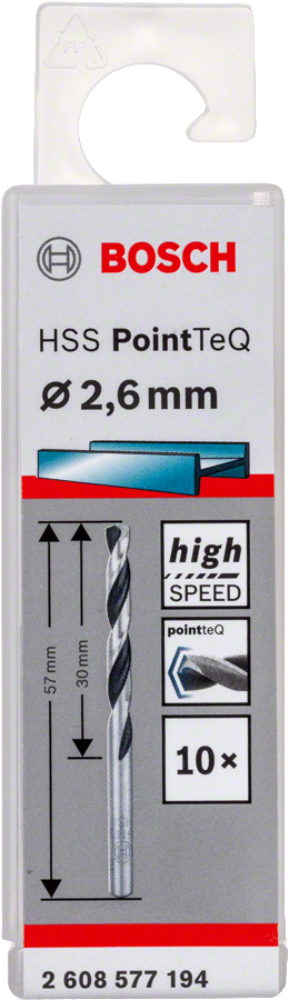 Bosch 2608577194 Metal Drill Bit, Hss Pointteq, With Din338 Standards, Diameter 2.6mm, Pack Of 10 - photo 2