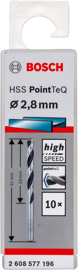 Bosch 2608577196 Metal Drill Bit, Hss Pointteq, With Din338 Standards, Diameter 2.8mm, Pack Of 10 - photo 2