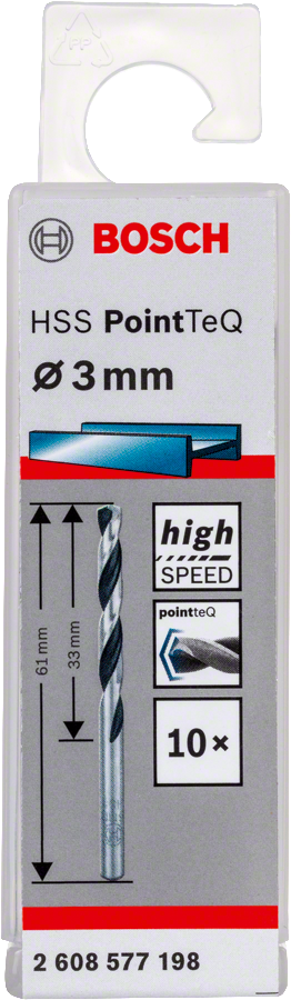 Bosch 2608577198 Metal Drill Bit, Hss Pointteq, With Din338 Standards, Diameter 3mm, Pack Of 10 - photo 2
