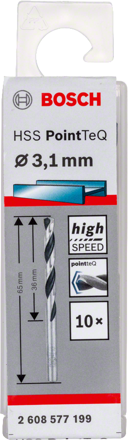 Bosch 2608577199 Metal Drill Bit, Hss Pointteq, With Din338 Standards, Diameter 3.1mm, Pack Of 10 - photo 2