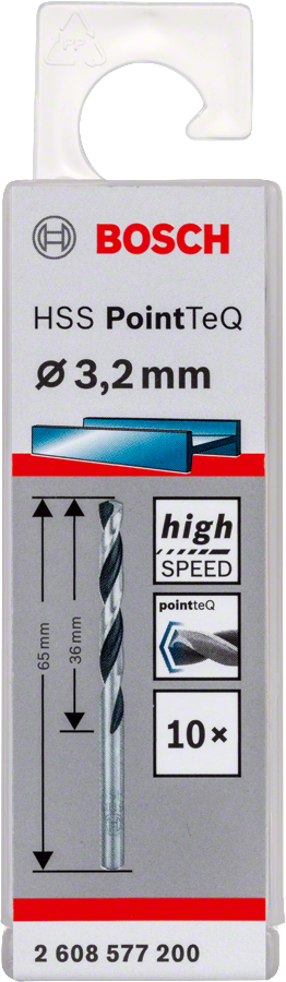 Bosch 2608577200 Metal Drill Bit, Hss Pointteq, With Din338 Standards, Diameter 3.2mm, Pack Of 10 - photo 2
