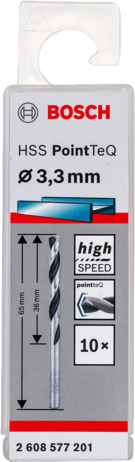Bosch 2608577201 Metal Drill Bit, Hss Pointteq, With Din338 Standards, Diameter 3.3mm, Pack Of 10 - photo 2