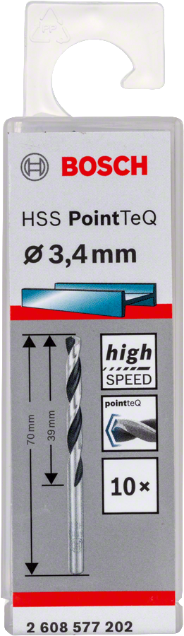 Bosch 2608577202 Metal Drill Bit, Hss Pointteq, With Din338 Standards, Diameter 3.4mm, Pack Of 10 - photo 2
