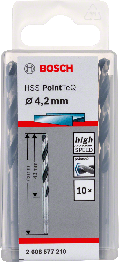 Bosch 2608577210 Metal Drill Bit, Hss Pointteq, With Din338 Standards, Diameter 4.2mm, Pack Of 10 - photo 2