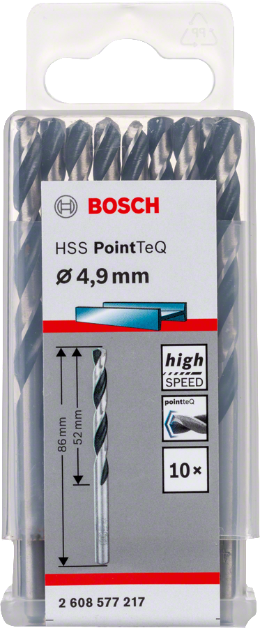 Bosch 2608577217 Metal Drill Bit, Hss Pointteq, With Din338 Standards, Diameter 4.9mm, Pack Of 10 - photo 2