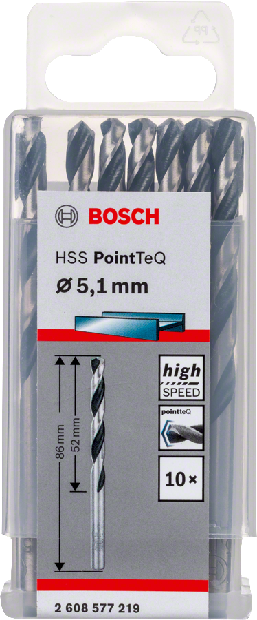 Bosch 2608577219 Metal Drill Bit, Hss Pointteq, With Din338 Standards, Diameter 5.1mm, Pack Of 10 - photo 2