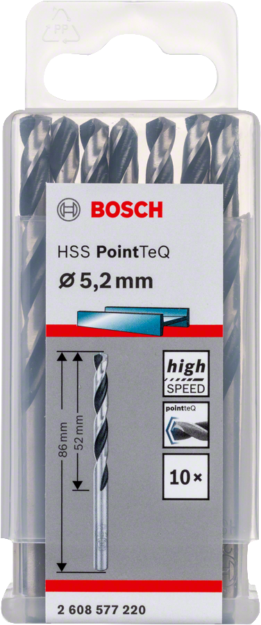 Bosch 2608577220 Metal Drill Bit, Hss Pointteq, With Din338 Standards, Diameter 5.2mm, Pack Of 10 - photo 2