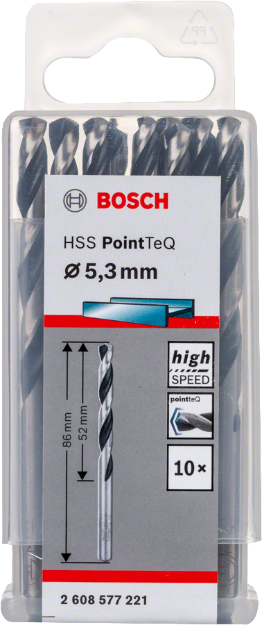 Bosch 2608577221 Metal Drill Bit, Hss Pointteq, With Din338 Standards, Diameter 5.3mm, Pack Of 10 - photo 2