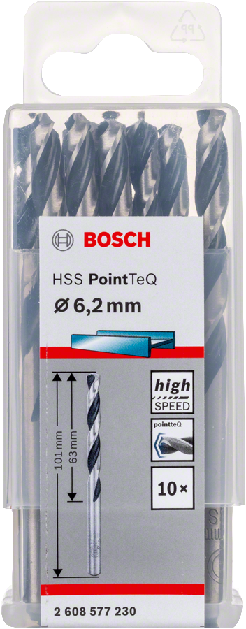 Bosch 2608577230 Metal Drill Bit, Hss Pointteq, With Din338 Standards, Diameter 6.2mm, Pack Of 10 - photo 2