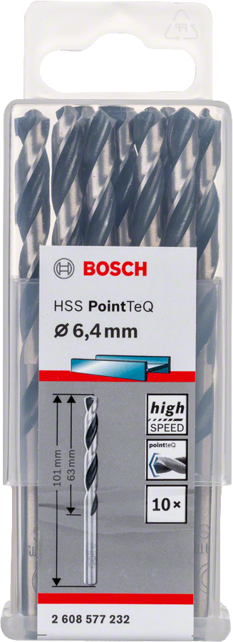 Bosch 2608577232 Metal Drill Bit, Hss Pointteq, With Din338 Standards, Diameter 6.4mm, Pack Of 10 - photo 2