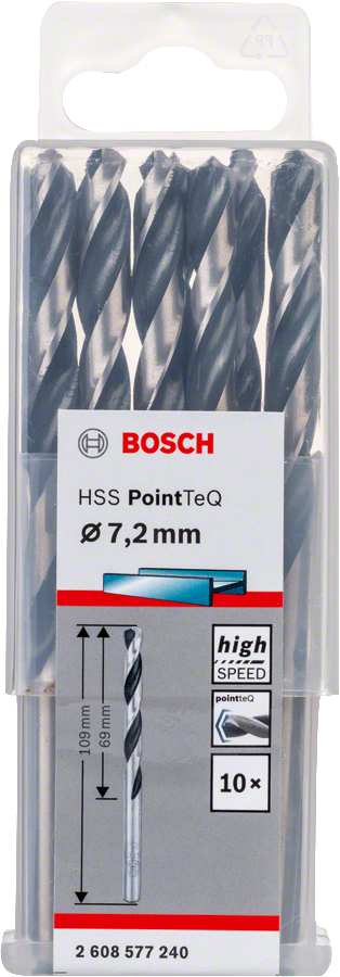 Bosch 2608577240 Metal Drill Bit, Hss Pointteq, With Din338 Standards, Diameter 7.2mm, Pack Of 10 - photo 2