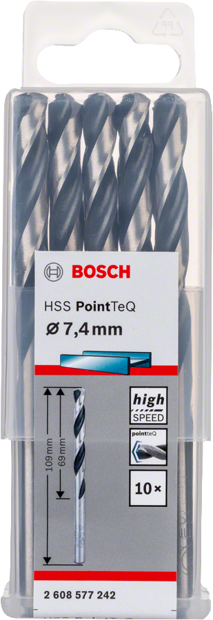 Bosch 2608577242 Metal Drill Bit, Hss Pointteq, With Din338 Standards, Diameter 7.4mm, Pack Of 10 - photo 2