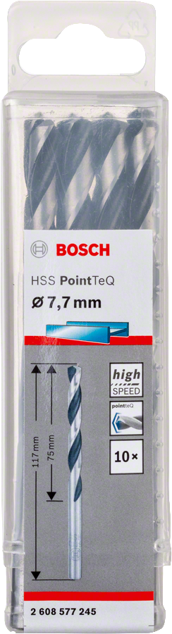 Bosch 2608577245 Metal Drill Bit, Hss Pointteq, With Din338 Standards, Diameter 7.7mm, Pack Of 10 - photo 2