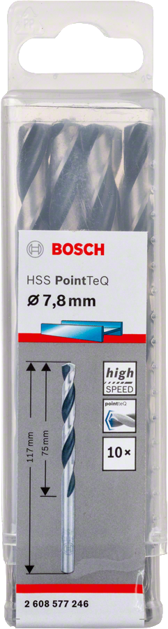 Bosch 2608577246 Metal Drill Bit, Hss Pointteq, With Din338 Standards, Diameter 7.8mm, Pack Of 10 - photo 2