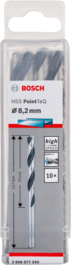 Bosch 2608577250 Metal Drill Bit, Hss Pointteq, With Din338 Standards, Diameter 8.2mm, Pack Of 5 - photo 2