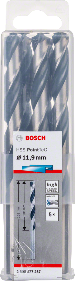 Bosch 2608577287 Metal Drill Bit, Hss Pointteq, With Din338 Standards, Diameter 11.9mm, Pack Of 5 - photo 2