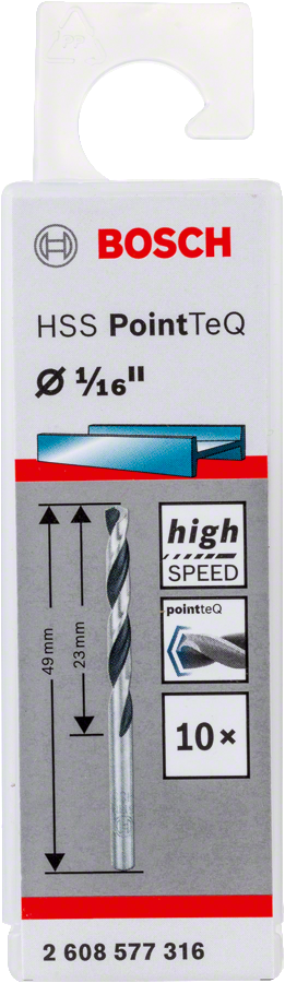 Bosch 2608577316 Metal Drill Bit, Hss Pointteq, With Din338 Standards, Diameter 1/16"mm, Pack Of 10 - photo 2