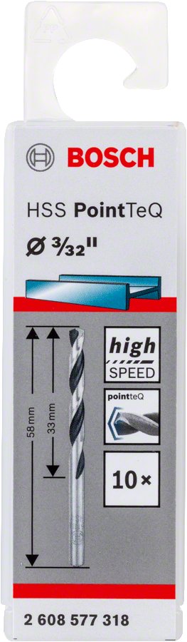 Bosch 2608577318 Metal Drill Bit, Hss Pointteq, With Din338 Standards, Diameter 3/32"mm, Pack Of 10 - photo 2