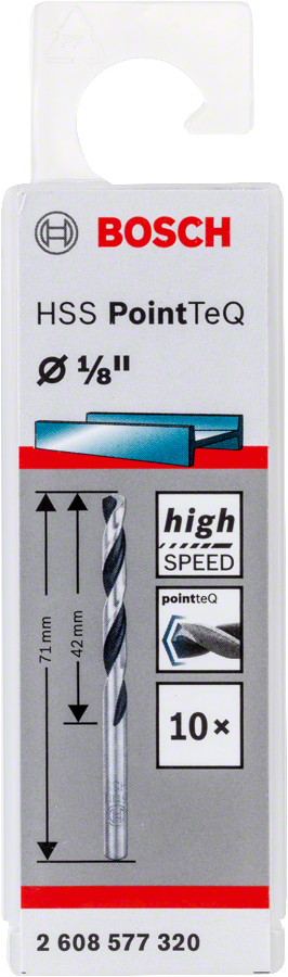 Bosch 2608577320 Metal Drill Bit, Hss Pointteq, With Din338 Standards, Diameter 1/8"mm, Pack Of 10 - photo 2