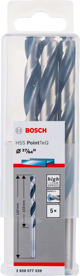 Bosch 2608577339 Metal Drill Bit, Hss Pointteq, With Din338 Standards, Diameter 27/64"mm, Pack Of 5 - photo 2