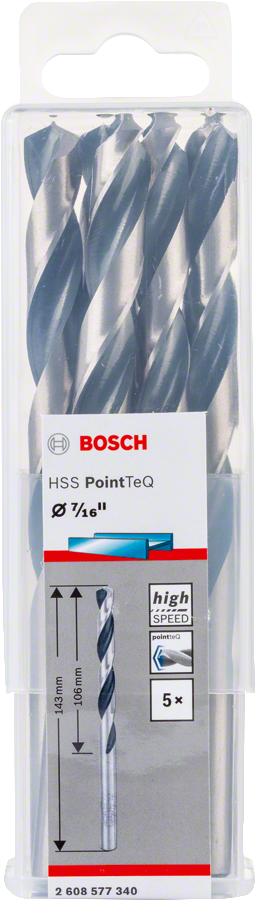 Bosch 2608577340 Metal Drill Bit, Hss Pointteq, With Din338 Standards, Diameter 7/16"mm, Pack Of 5 - photo 2