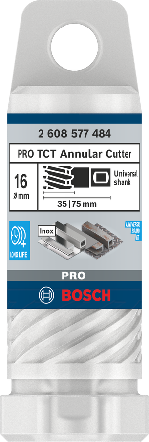 Bosch 2608577484 Tungsten Carbide Teeth Annular Cutter With Diameter 16mm & Cutting Depth 35mm, Pack Of 1, Pin To Be Bought Extra - photo 2
