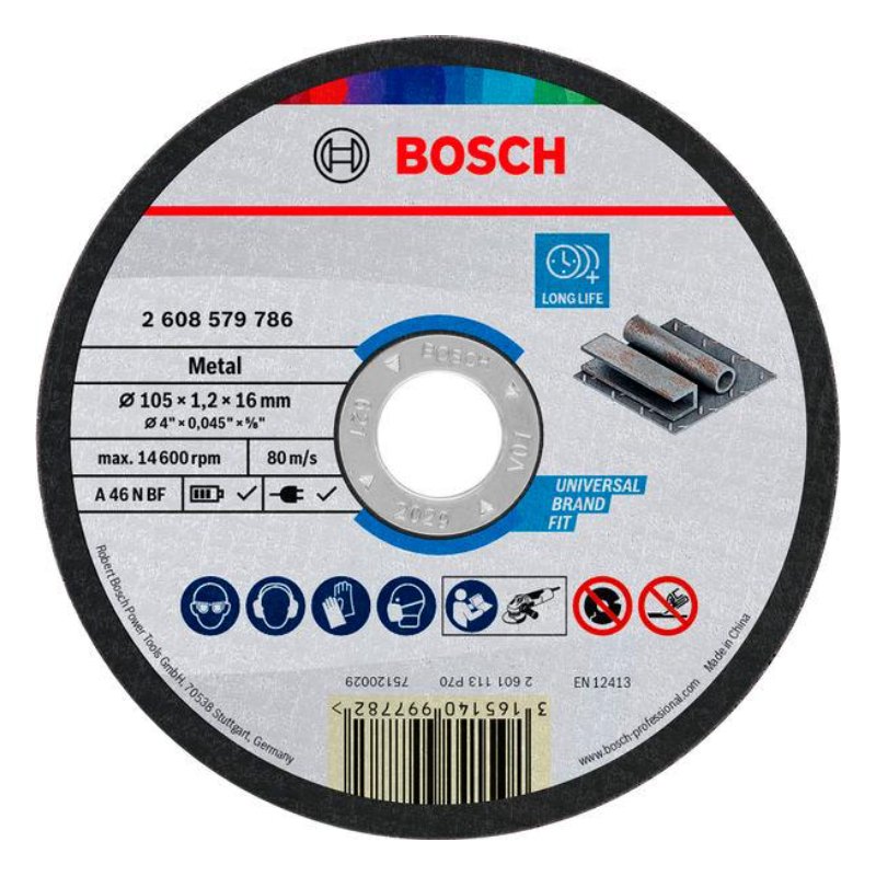 Bosch 2608579786 Cutting Disc, Standard For Metal, 105mm, 1.2mm Thickness