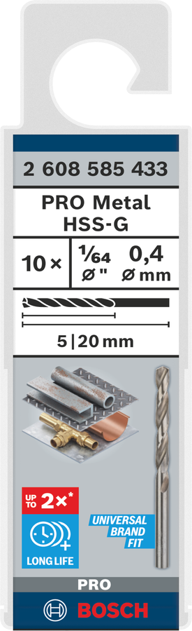 Bosch 2608585433 Hss-G Metal Drill Bits Diameter-1/64"mm, Working Length-5mm, Total Length-20mm - photo 2