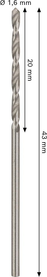 Bosch 2608585471 Hss-G Metal Drill Bits Diameter-1.6mm, Working Length-20mm, Total Length-43mm - photo 3