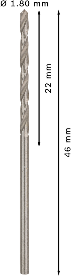 Bosch 2608585473 Hss-G Metal Drill Bits Diameter-1.8mm, Working Length-22mm, Total Length-46mm - photo 3