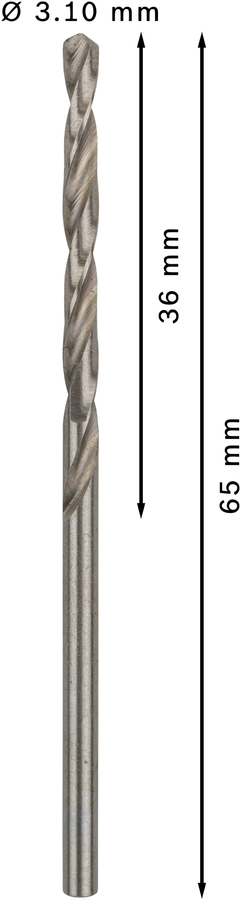 Bosch 2608585481 Hss-G Metal Drill Bits Diameter-3.1mm, Working Length-36mm, Total Length-65mm - photo 3