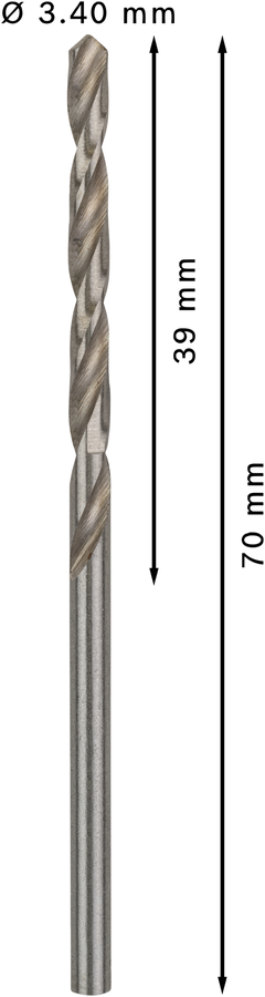 Bosch 2608585482 Hss-G Metal Drill Bits Diameter-3.4mm, Working Length-39mm, Total Length-70mm - photo 3