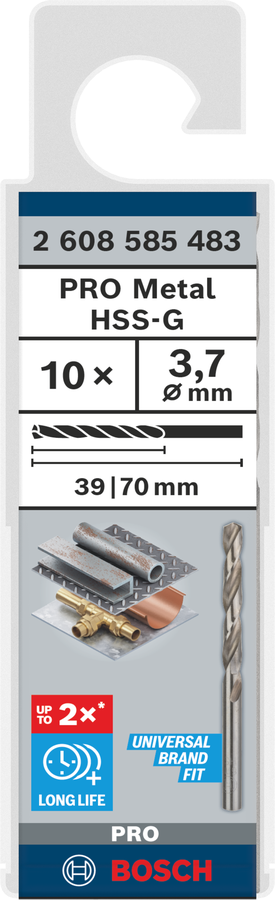 Bosch 2608585483 Hss-G Metal Drill Bits Diameter-3.7mm, Working Length-39mm, Total Length-70mm - photo 2