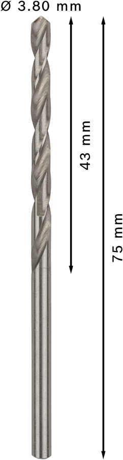 Bosch 2608585484 Hss-G Metal Drill Bits Diameter-3.8mm, Working Length-43mm, Total Length-75mm - photo 3