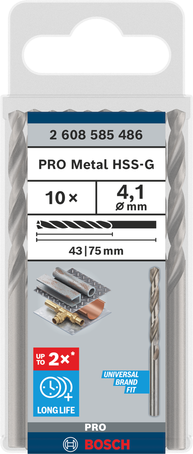 Bosch 2608585486 Hss-G Metal Drill Bits Diameter-4.1mm, Working Length-43mm, Total Length-75mm - photo 2