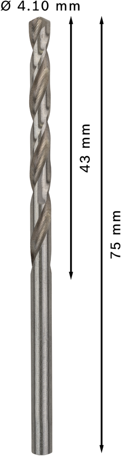 Bosch 2608585486 Hss-G Metal Drill Bits Diameter-4.1mm, Working Length-43mm, Total Length-75mm - photo 3