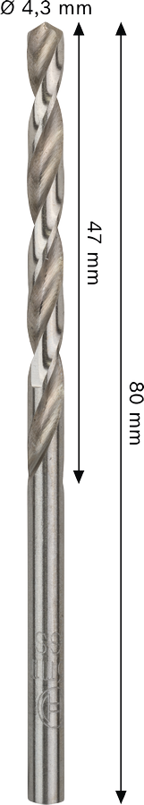 Bosch 2608585487 Hss-G Metal Drill Bits Diameter-4.3mm, Working Length-47mm, Total Length-80mm - photo 3