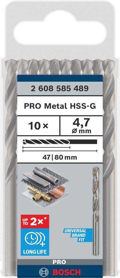 Bosch 2608585489 Hss-G Metal Drill Bits Diameter-4.7mm, Working Length-47mm, Total Length-80mm - photo 2