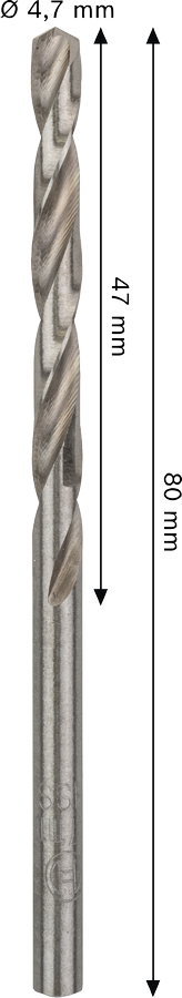 Bosch 2608585489 Hss-G Metal Drill Bits Diameter-4.7mm, Working Length-47mm, Total Length-80mm - photo 3