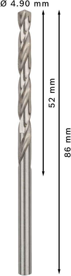 Bosch 2608585490 Hss-G Metal Drill Bits Diameter-4.9mm, Working Length-52mm, Total Length-86mm - photo 3