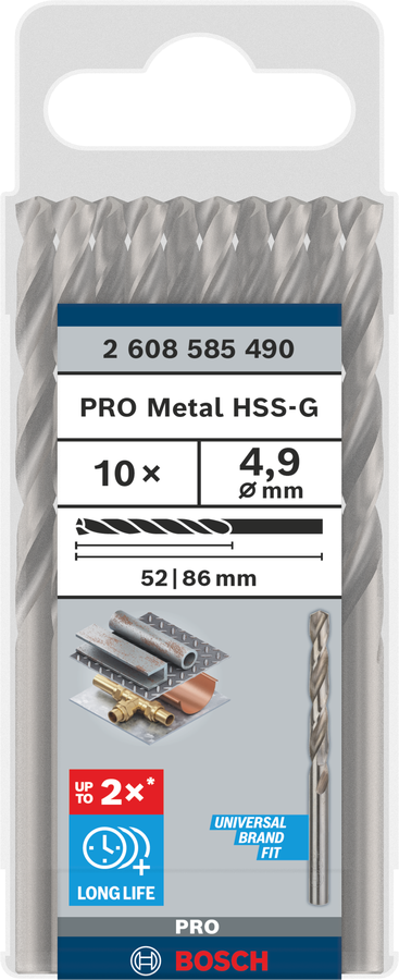 Bosch 2608585490 Hss-G Metal Drill Bits Diameter-4.9mm, Working Length-52mm, Total Length-86mm - photo 2