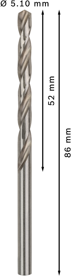 Bosch 2608585491 Hss-G Metal Drill Bits Diameter-5.1mm, Working Length-52mm, Total Length-86mm - photo 3