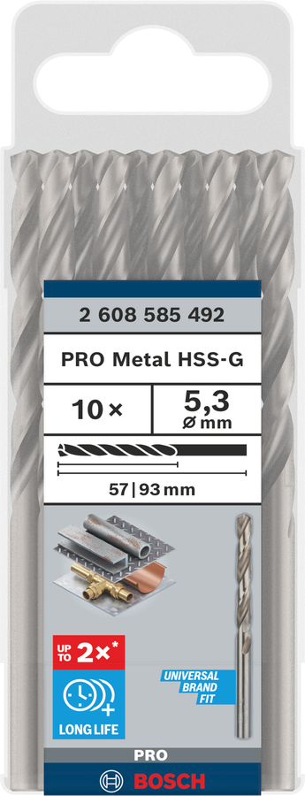 Bosch 2608585492 Hss-G Metal Drill Bits Diameter-5.3mm, Working Length-52mm, Total Length-86mm - photo 2