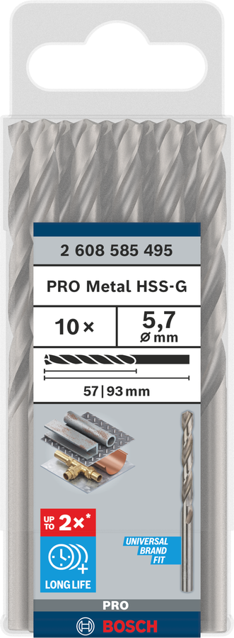 Bosch 2608585495 Hss-G Metal Drill Bits Diameter-5.7mm, Working Length-57mm, Total Length-93mm - photo 2