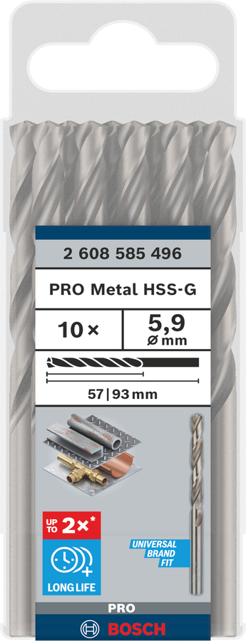 Bosch 2608585496 Hss-G Metal Drill Bits Diameter-5.9mm, Working Length-57mm, Total Length-93mm - photo 2