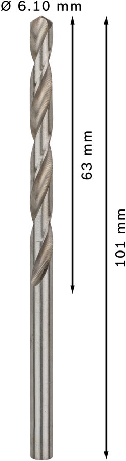 Bosch 2608585497 Hss-G Metal Drill Bits Diameter-6.1mm, Working Length-63mm, Total Length-101mm - photo 3