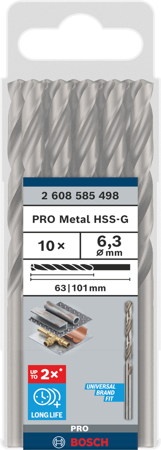 Bosch 2608585498 Hss-G Metal Drill Bits Diameter-6.3mm, Working Length-63mm, Total Length-101mm - photo 2