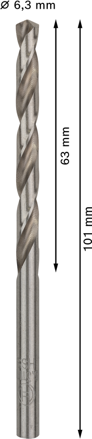Bosch 2608585498 Hss-G Metal Drill Bits Diameter-6.3mm, Working Length-63mm, Total Length-101mm - photo 3