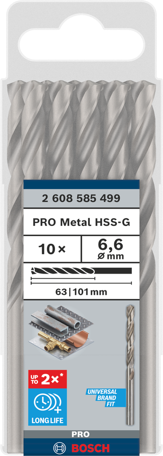 Bosch 2608585499 Hss-G Metal Drill Bits Diameter-6.6mm, Working Length-63mm, Total Length-101mm - photo 2