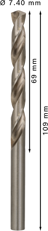 Bosch 2608585503 Hss-G Metal Drill Bits Diameter-7.4mm, Working Length-69mm, Total Length-109mm - photo 3